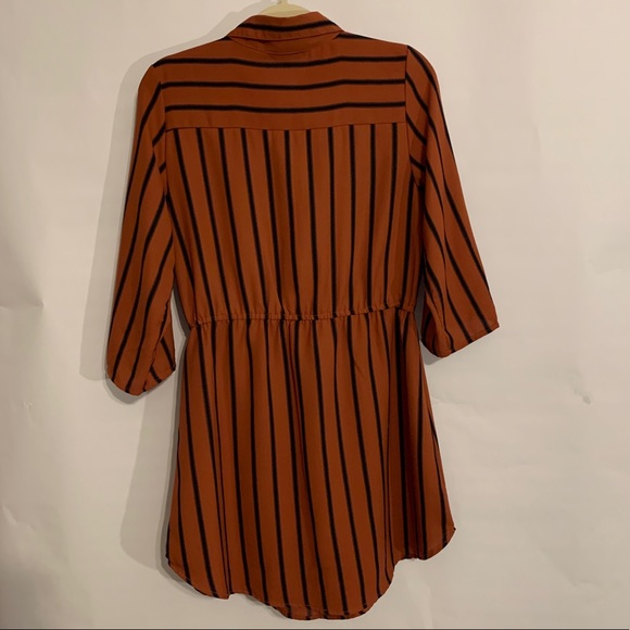 Orange Pinstriped Retro Dress - Picture 7 of 10